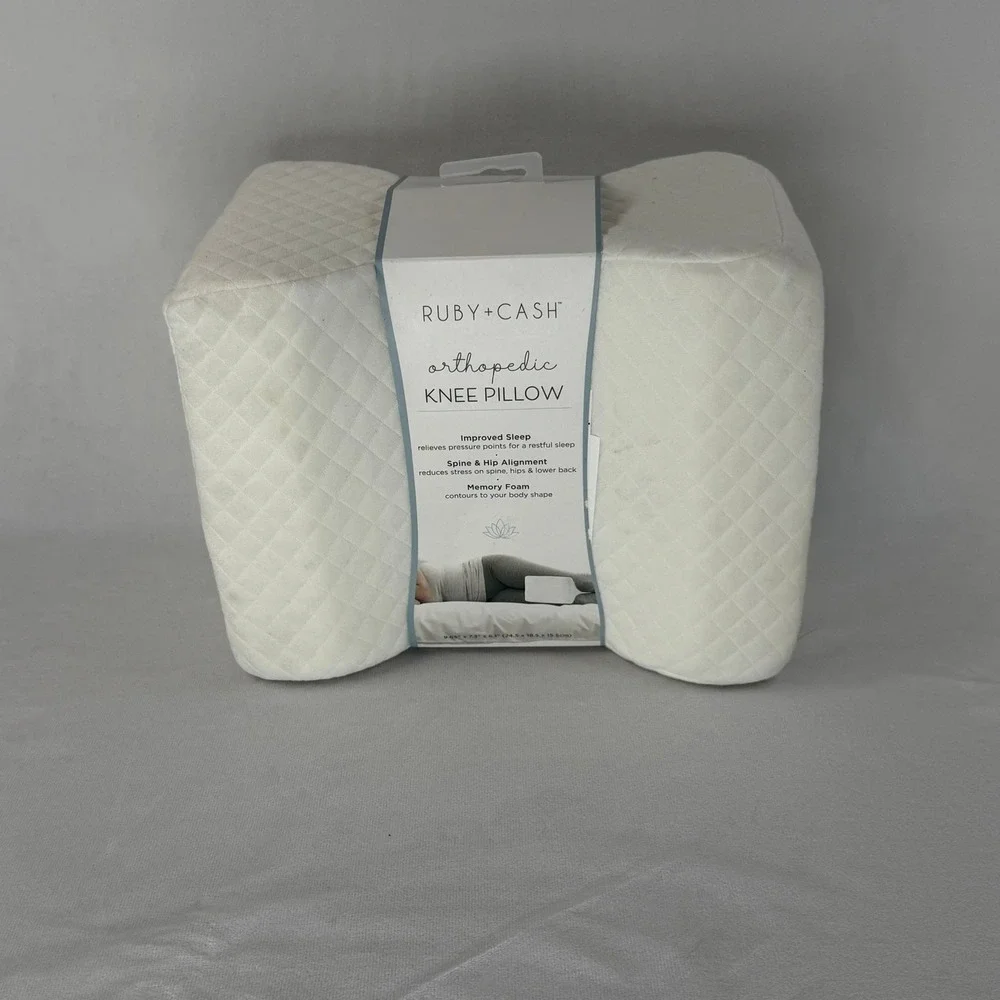 Ruby + Cash Orthopedic Knee Pillow Memory Foam White Quilted New